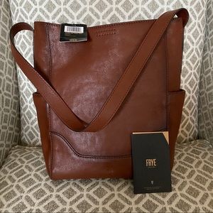 Frye Leather Side Pocket Hobo Cognac